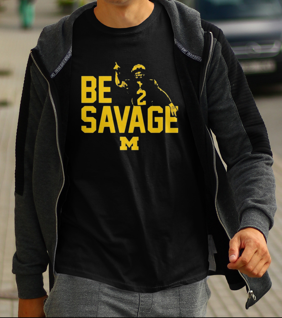 Be Savage Michigan Football Number 2 M T-Shirt