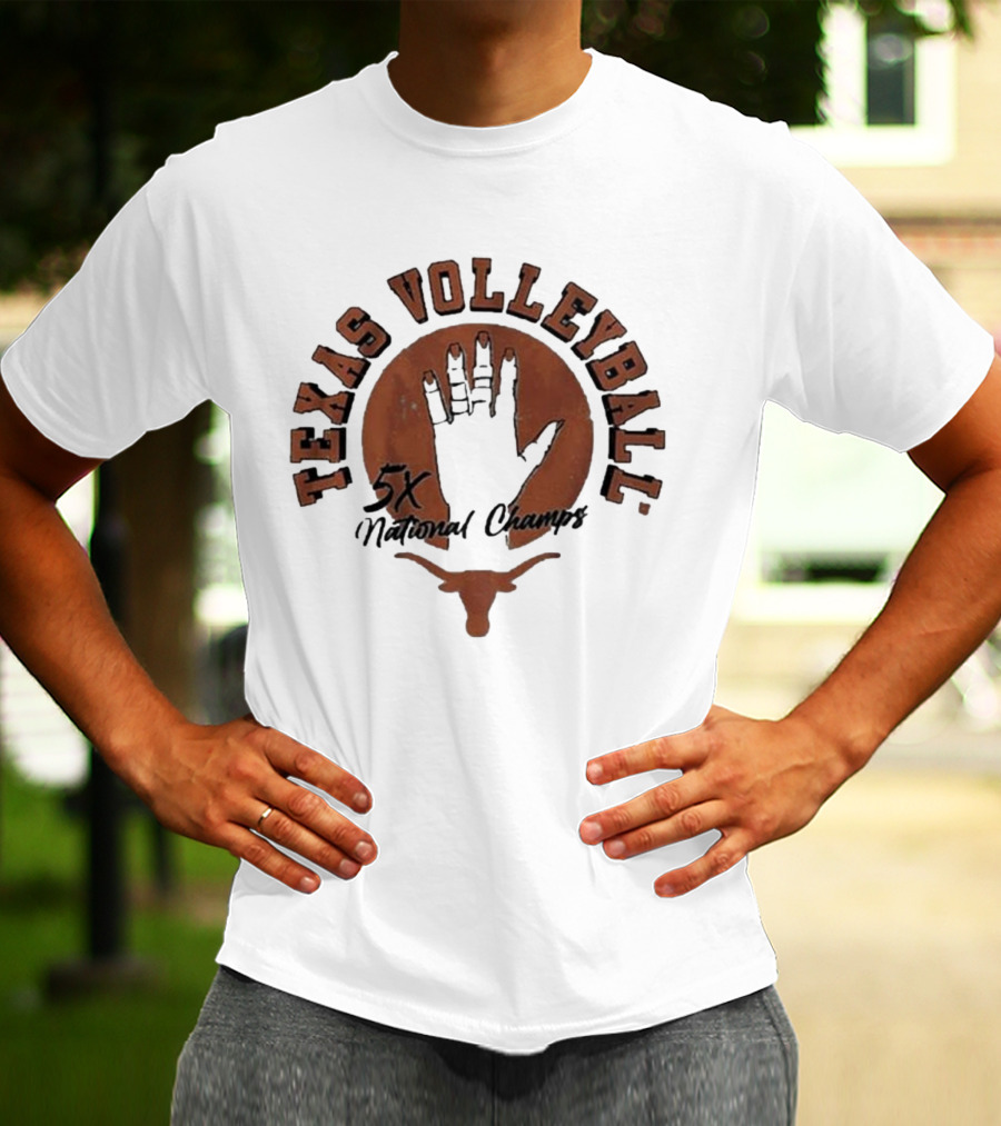 Texas Volleyball 5x National Champs Longhorn Handprint T-Shirt