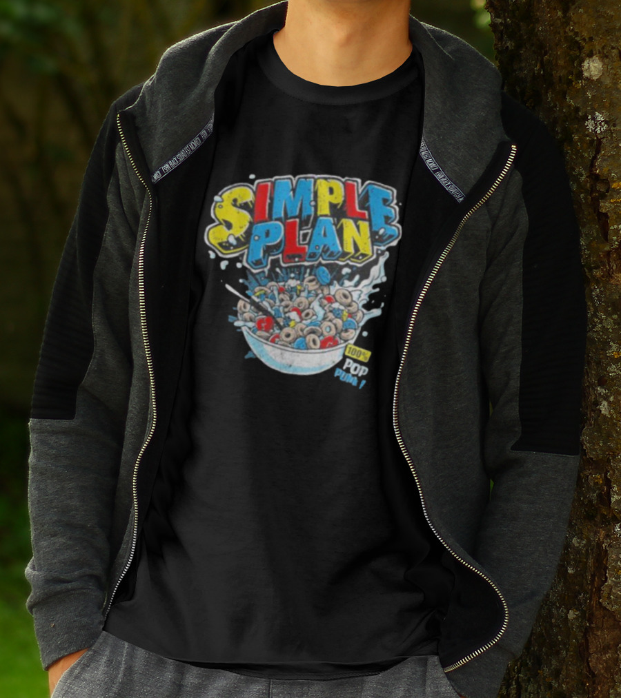 Simple Plan Pop Punk Cereal Bowl Explosion 100% T-Shirt