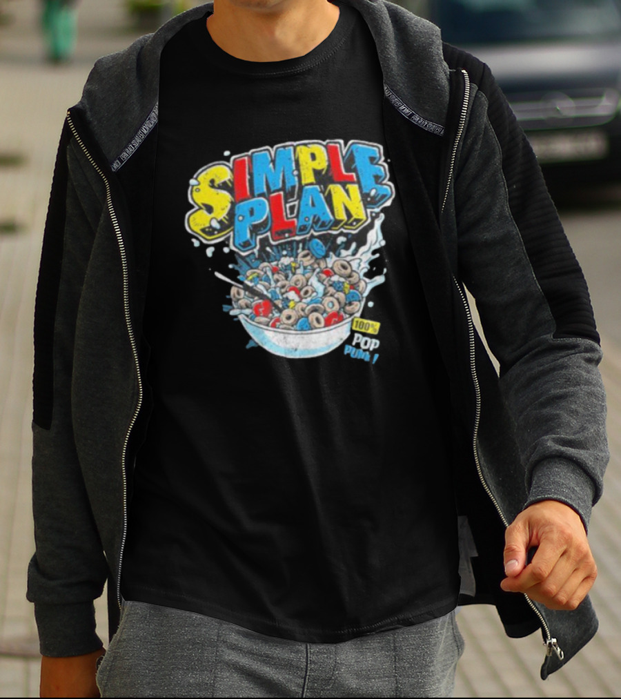 Simple Plan Pop Punk Cereal Bowl Explosion 100% T-Shirt