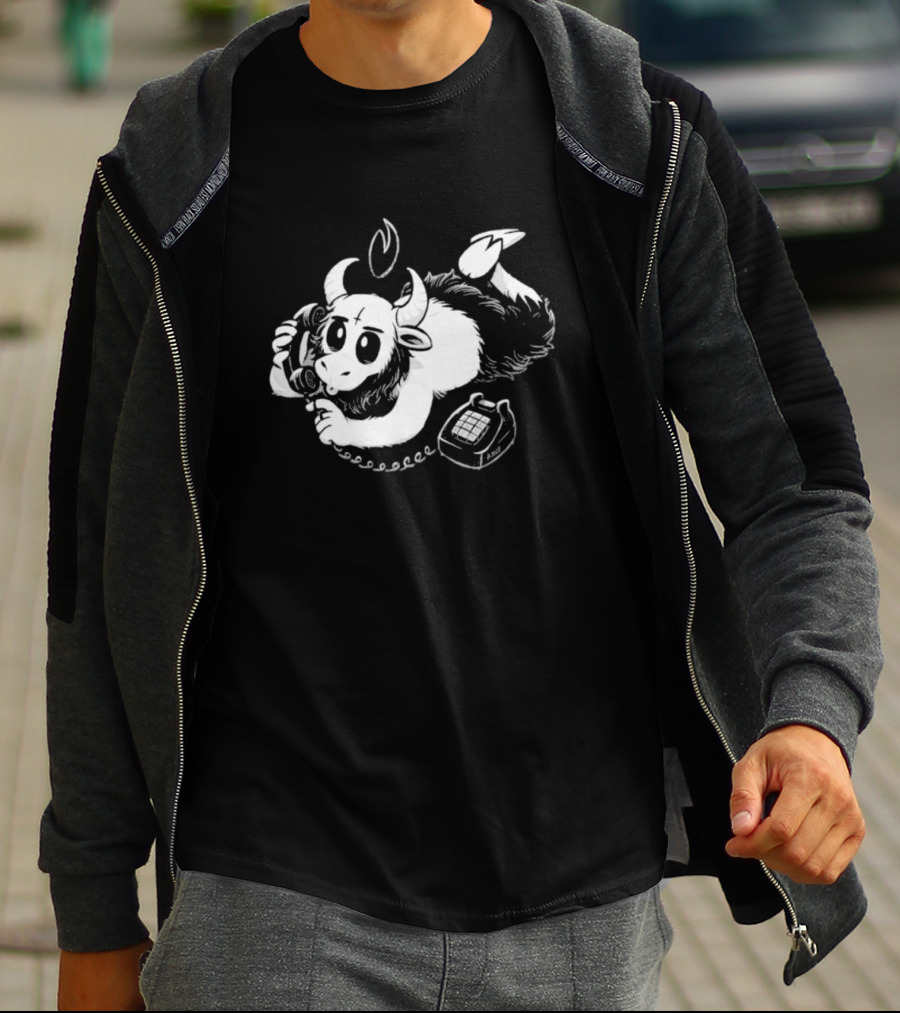 Belzebubs Satan Calls Gothic Cartoon Sheep On Phone T-Shirt