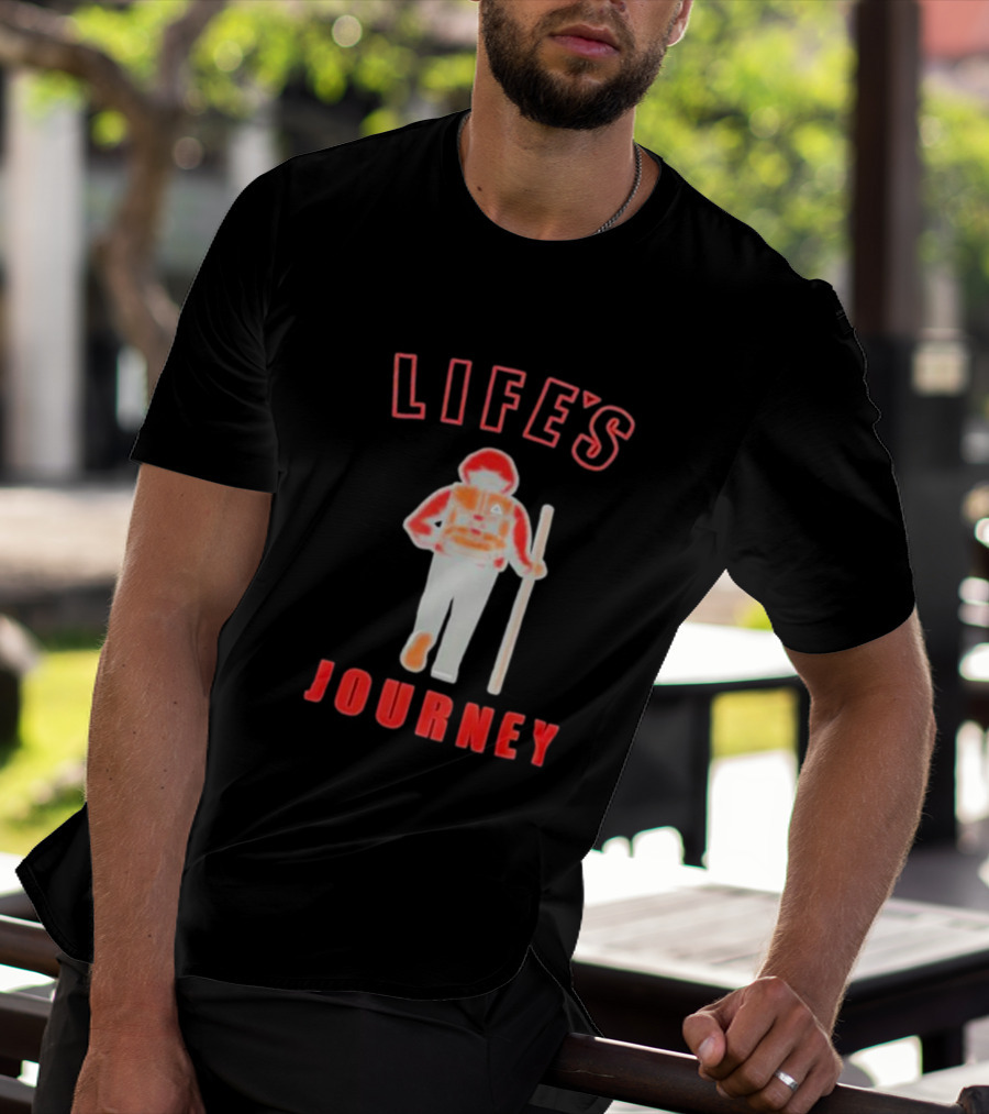 LIFE'S JOURNEY Hiker With Walking Stick T-Shirt
