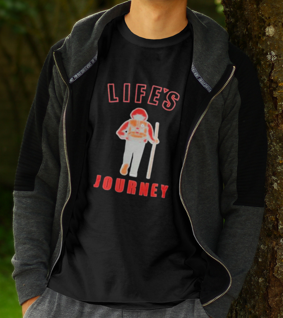 LIFE'S JOURNEY Hiker With Walking Stick T-Shirt