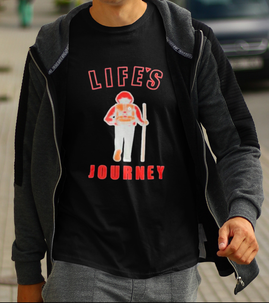 LIFE'S JOURNEY Hiker With Walking Stick T-Shirt