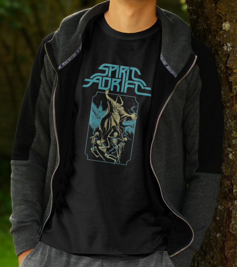 Spirit Adrift Summoner Skeleton Cloaked Figure And Dancing Skeletons T-Shirt