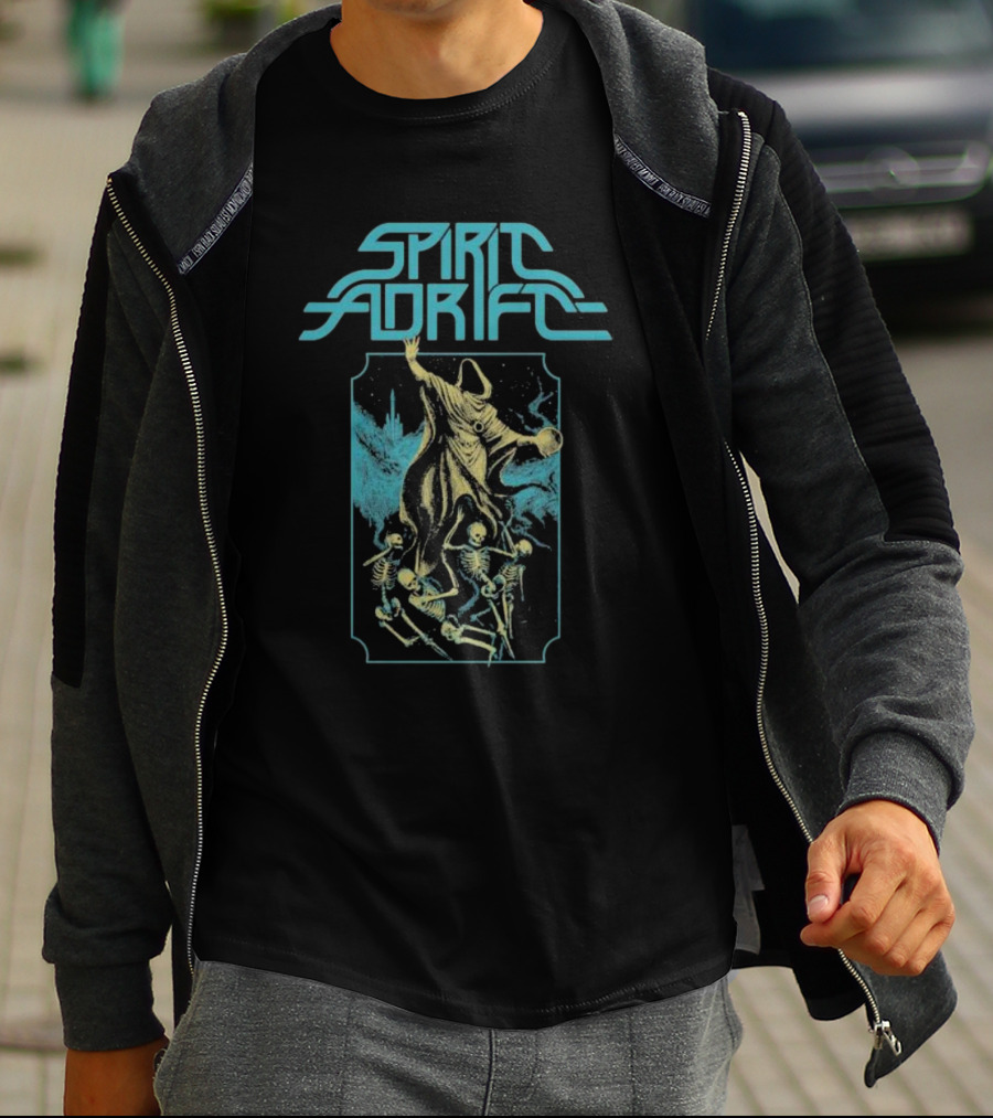 Spirit Adrift Summoner Skeleton Cloaked Figure And Dancing Skeletons T-Shirt