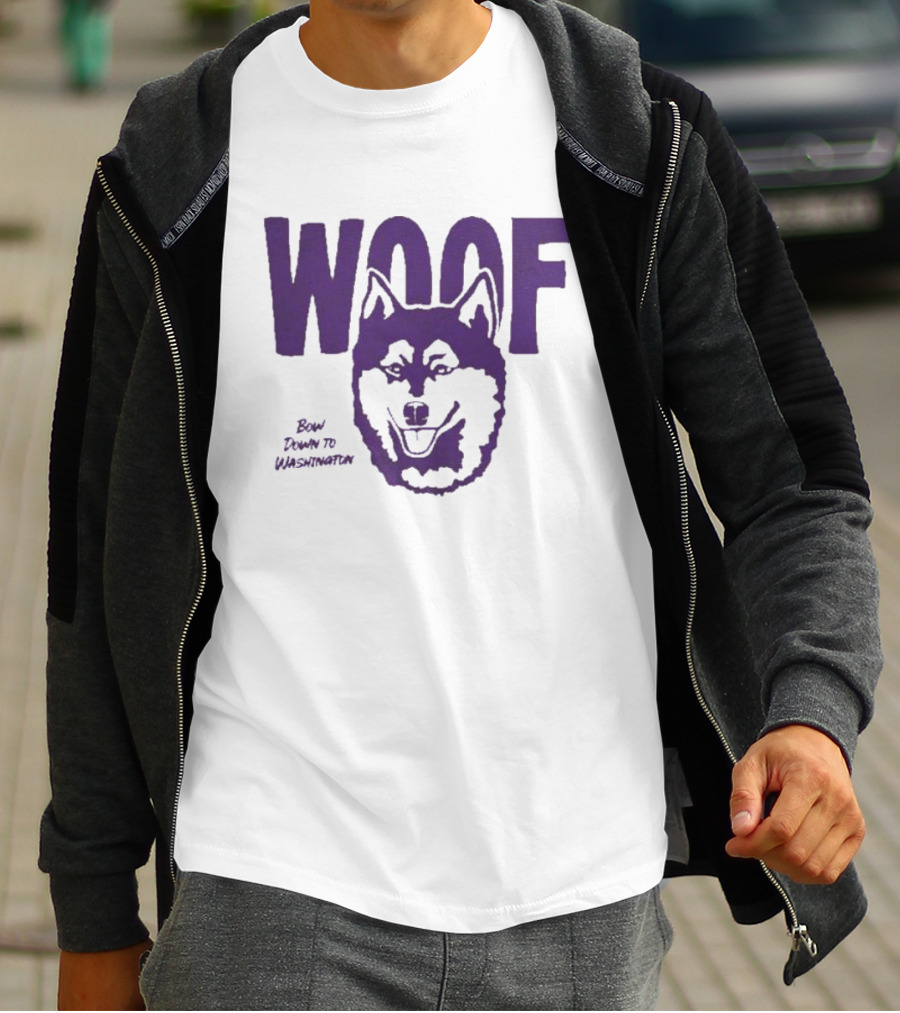 Washington Huskies Woof Bow Down To Washington T-Shirt
