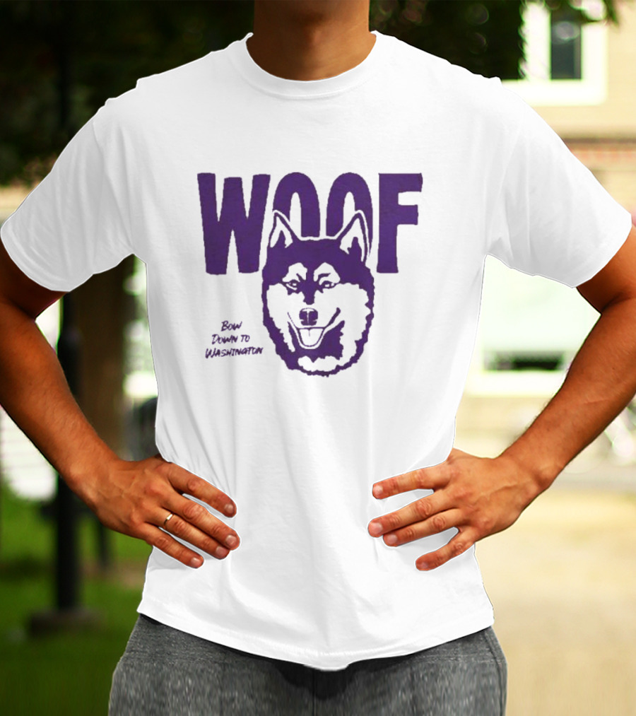 Washington Huskies Woof Bow Down To Washington T-Shirt
