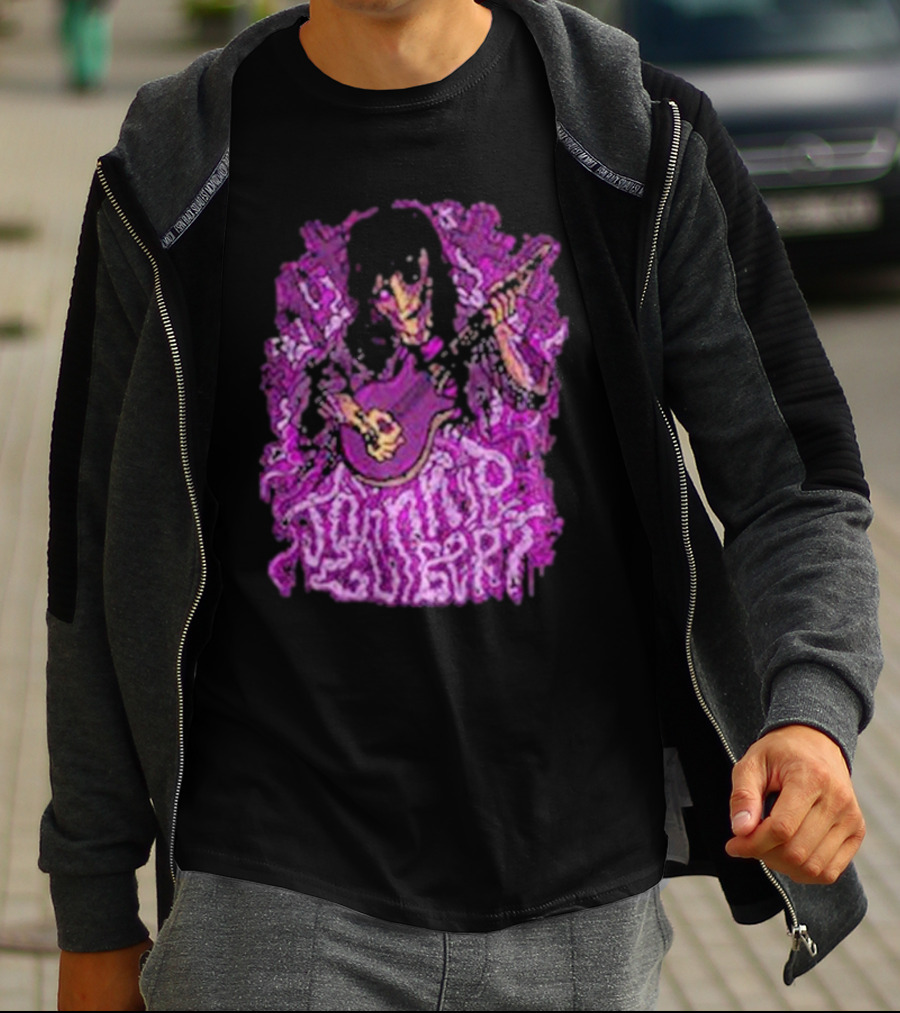 Zombie Johnnie Guilbert Playing Guitar With Purple Background T-Shirt