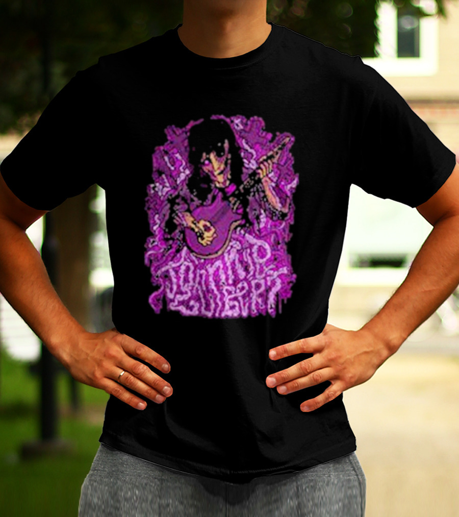 Zombie Johnnie Guilbert Playing Guitar With Purple Background T-Shirt