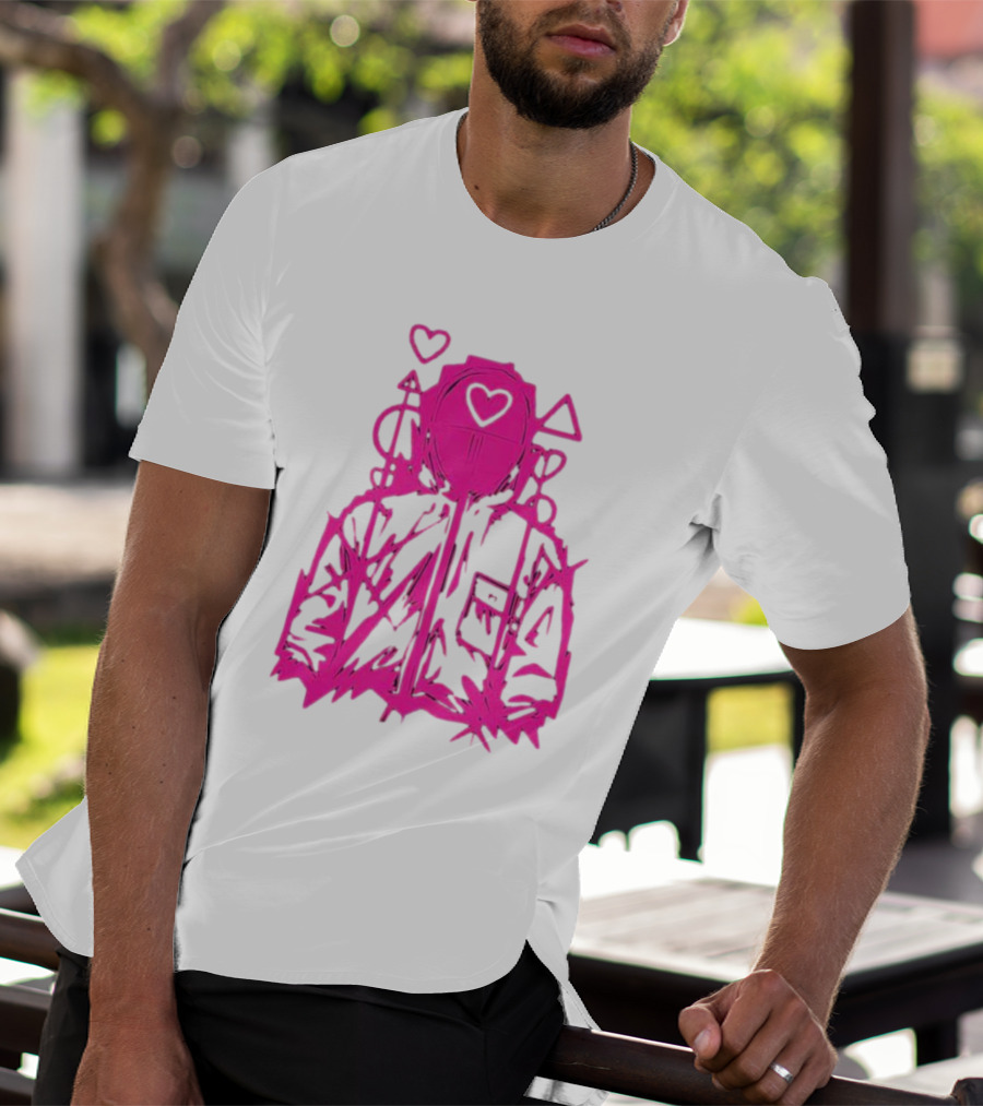 Squid Game Pink Hooded Circle Heart Triangle Symbols T-Shirt