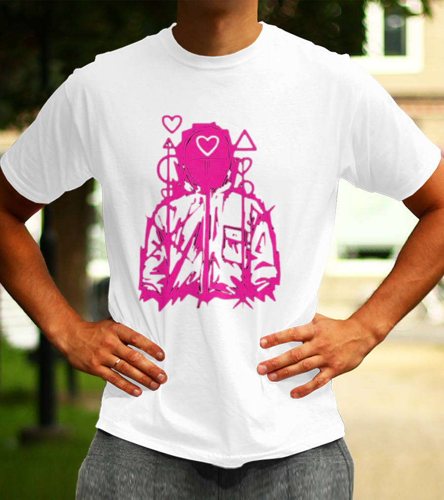 Squid Game Pink Hooded Circle Heart Triangle Symbols T-Shirt