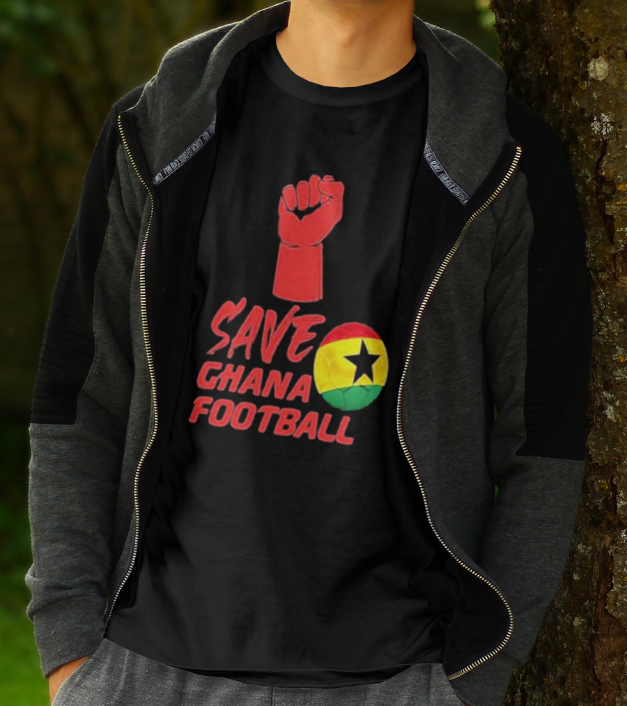 Save Ghana Football Strong Hand Raised Fist Soccer Ball T-Shirt