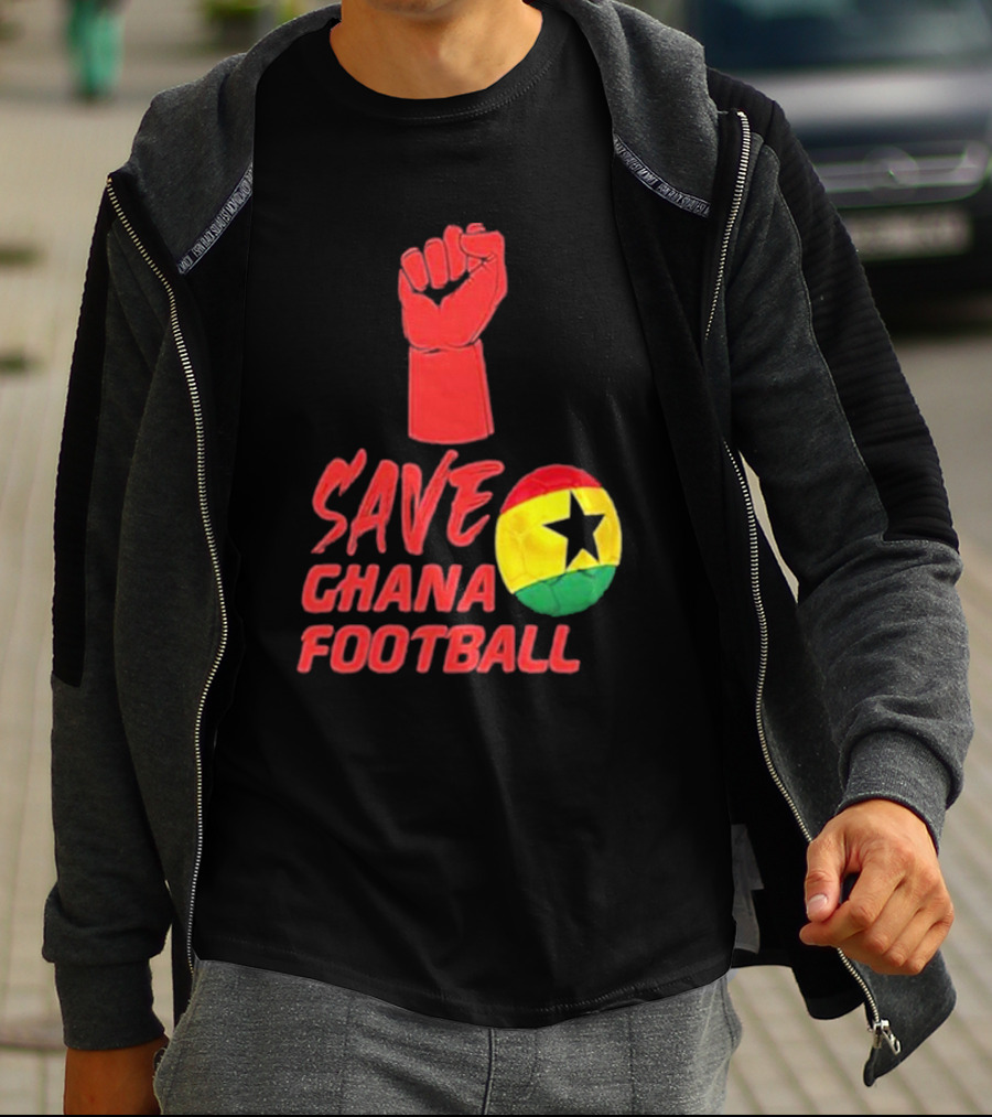 Save Ghana Football Strong Hand Raised Fist Soccer Ball T-Shirt