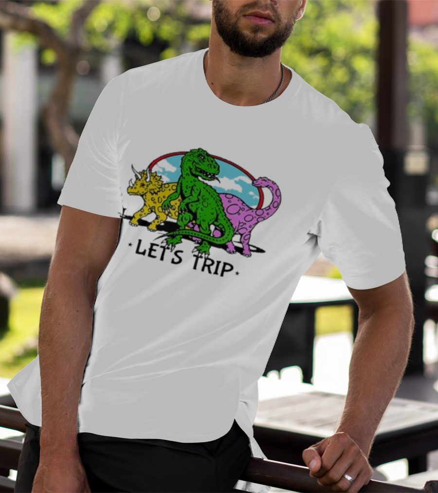 Sturniolo Let's Trip Dinosaur Colorful T-Rex Triceratops Brontosaurus Adventure T-Shirt
