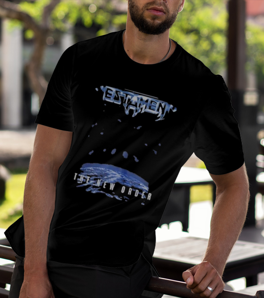 Testament The New Order Album Cover Art Blue Earth And Liquid Drops T-Shirt