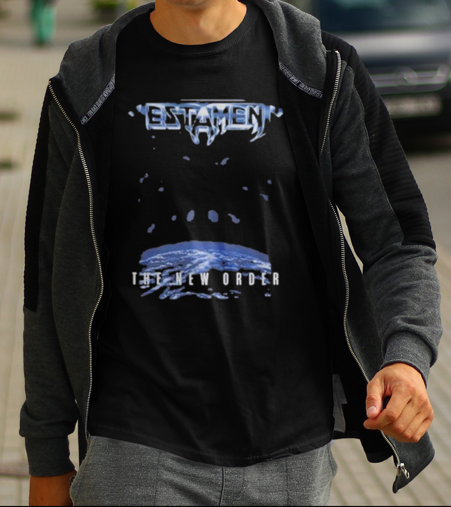 Testament The New Order Album Cover Art Blue Earth And Liquid Drops T-Shirt