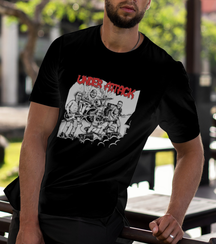 Under Attack Live Cartoon Band Performance Scene T-Shirt