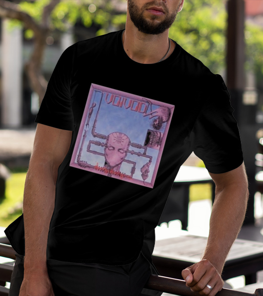Voivod Nothingface Album Art With Cybernetic Face And Mechanical Elements T-Shirt