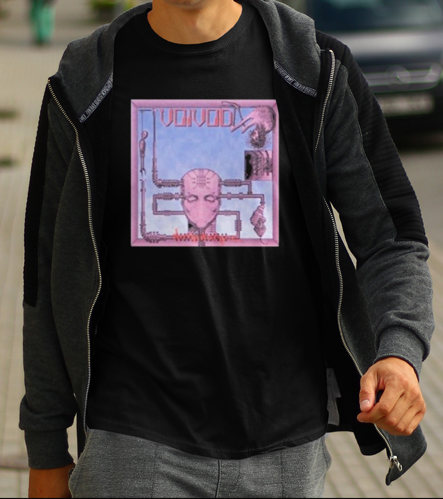 Voivod Nothingface Album Art With Cybernetic Face And Mechanical Elements T-Shirt