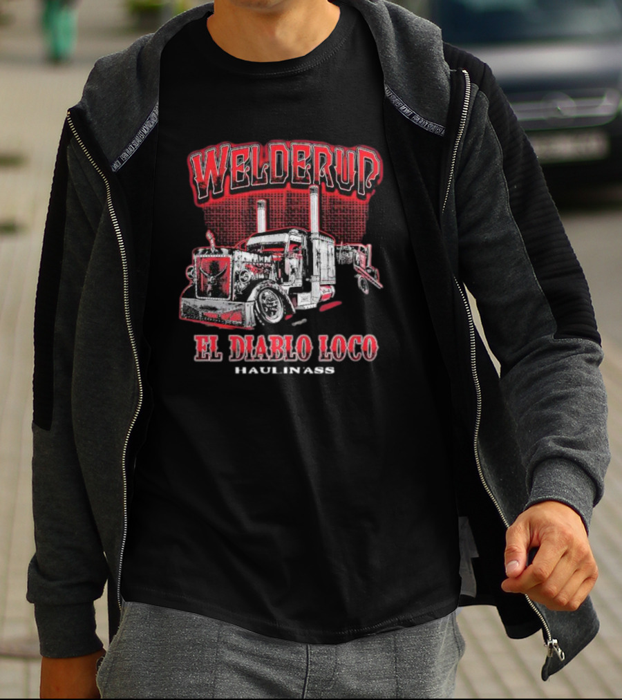 Welderup El Diablo Loco Haulin' Ass Truck Vintage Style T-Shirt