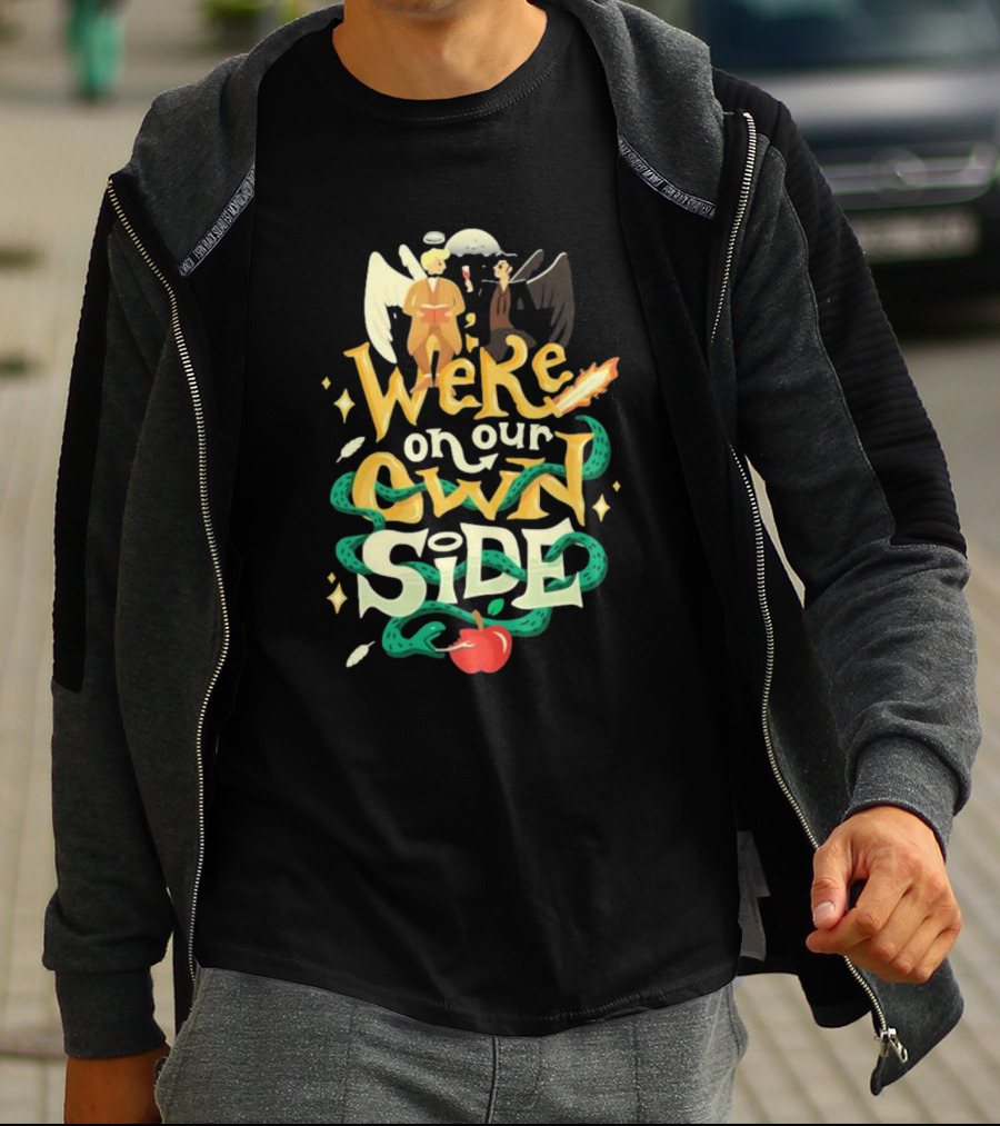 We're On Our Own Side Angel Demon Apple Serpent T-Shirt