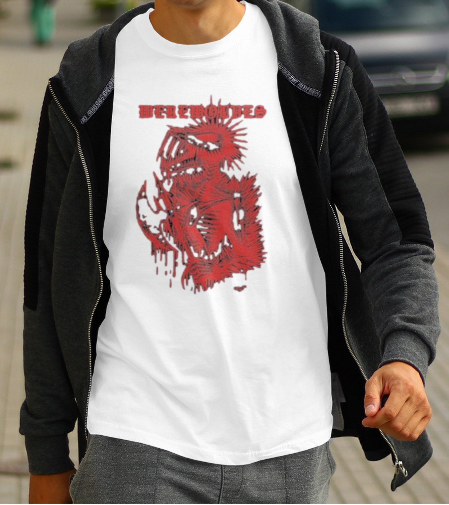 Werewolves Death Metal Red Skeleton Creature T-Shirt