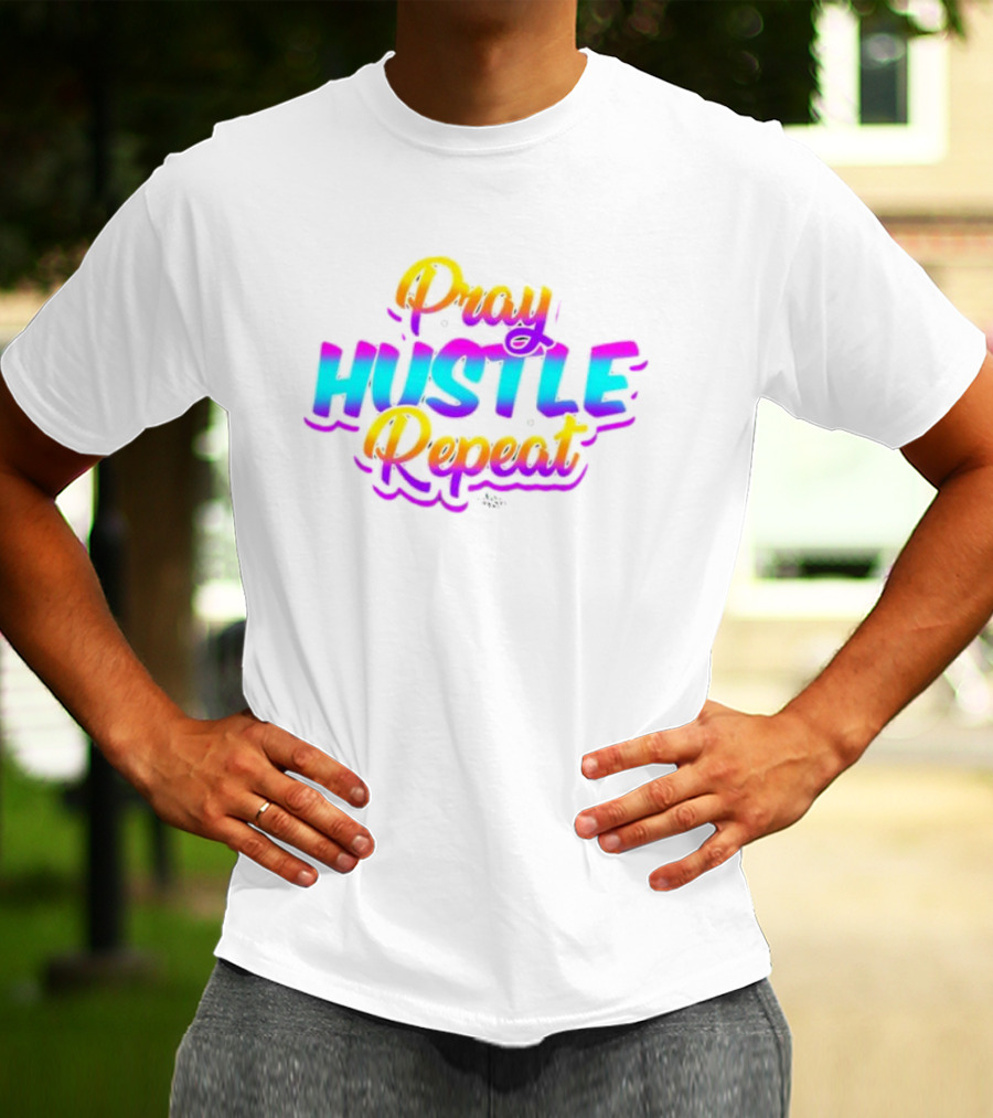Pray And Hustle Repeat Neon 1984 T-Shirt