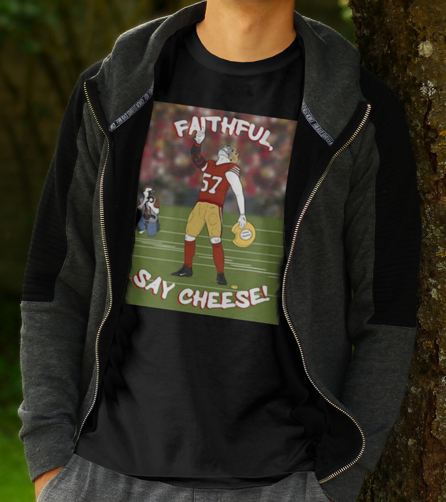 Faithful Say Cheese 57 Football Player Pose T-Shirt