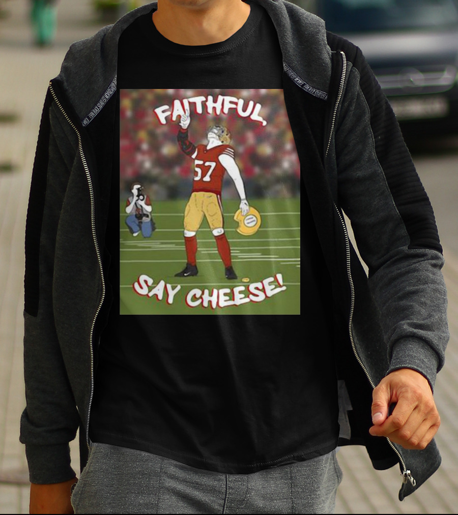 Faithful Say Cheese 57 Football Player Pose T-Shirt