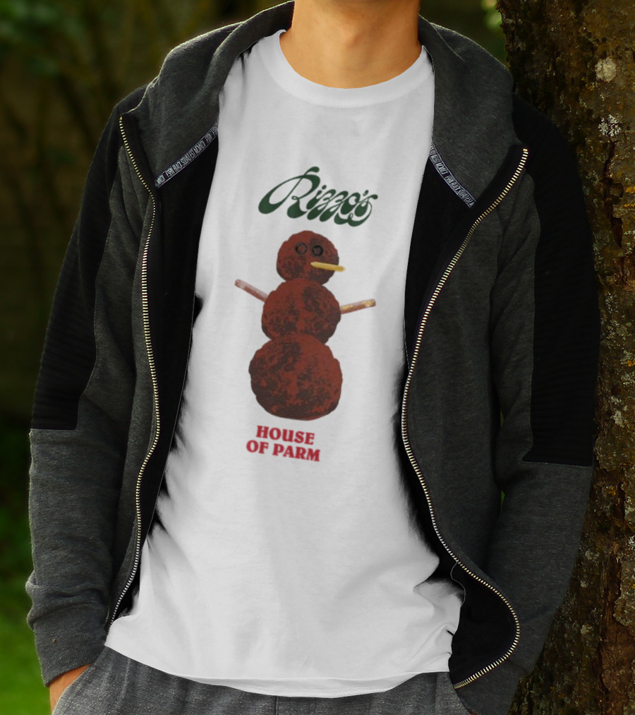 Rizzo’s Meatballman House Of Parm Snowman Meatball Sculpture T-Shirt