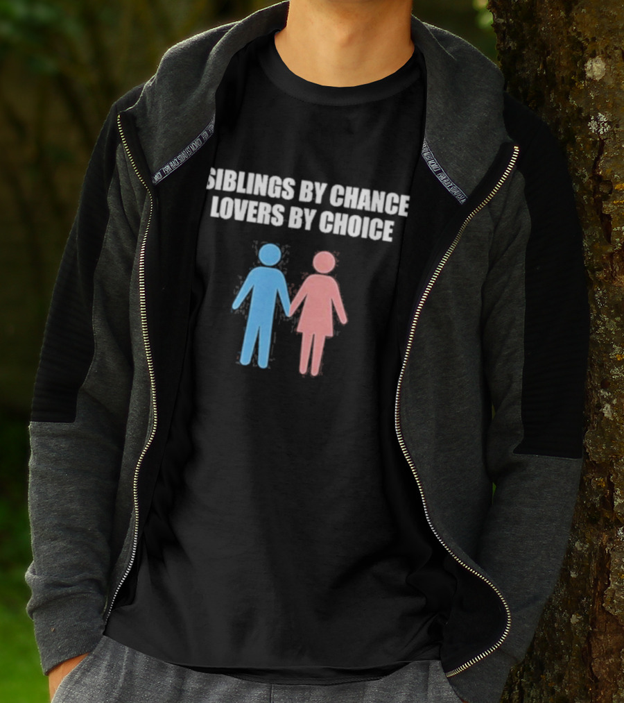 Siblings By Chance Lovers By Choice Blue Pink Stick Figures Friendship Unity T-Shirt