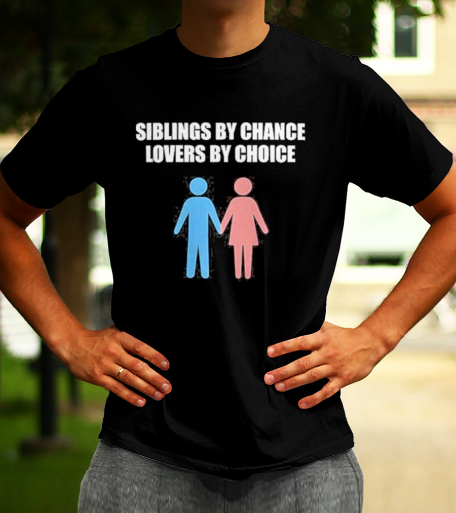Siblings By Chance Lovers By Choice Blue Pink Stick Figures Friendship Unity T-Shirt