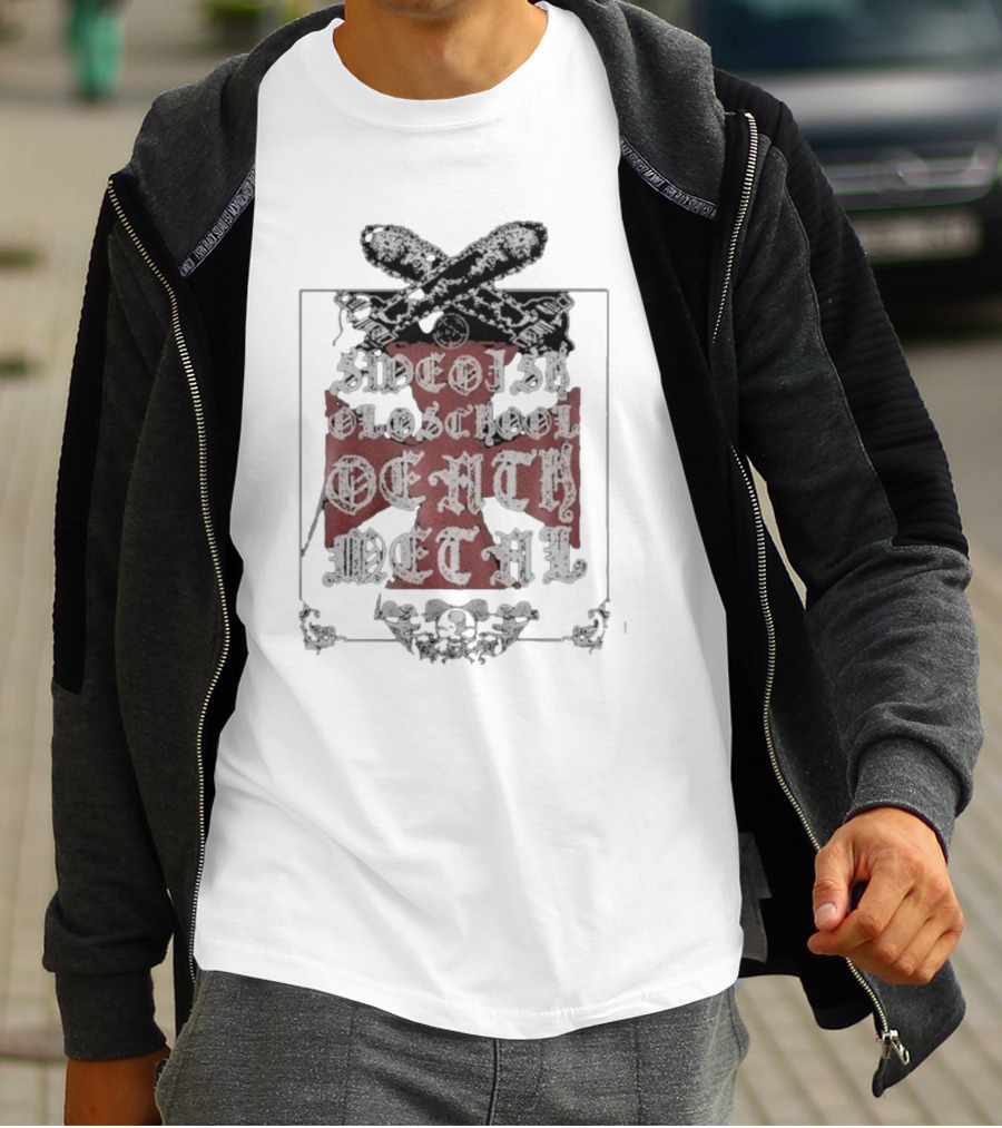 Swedish Old School Death Metal Skull Crossbones Crest T-Shirt