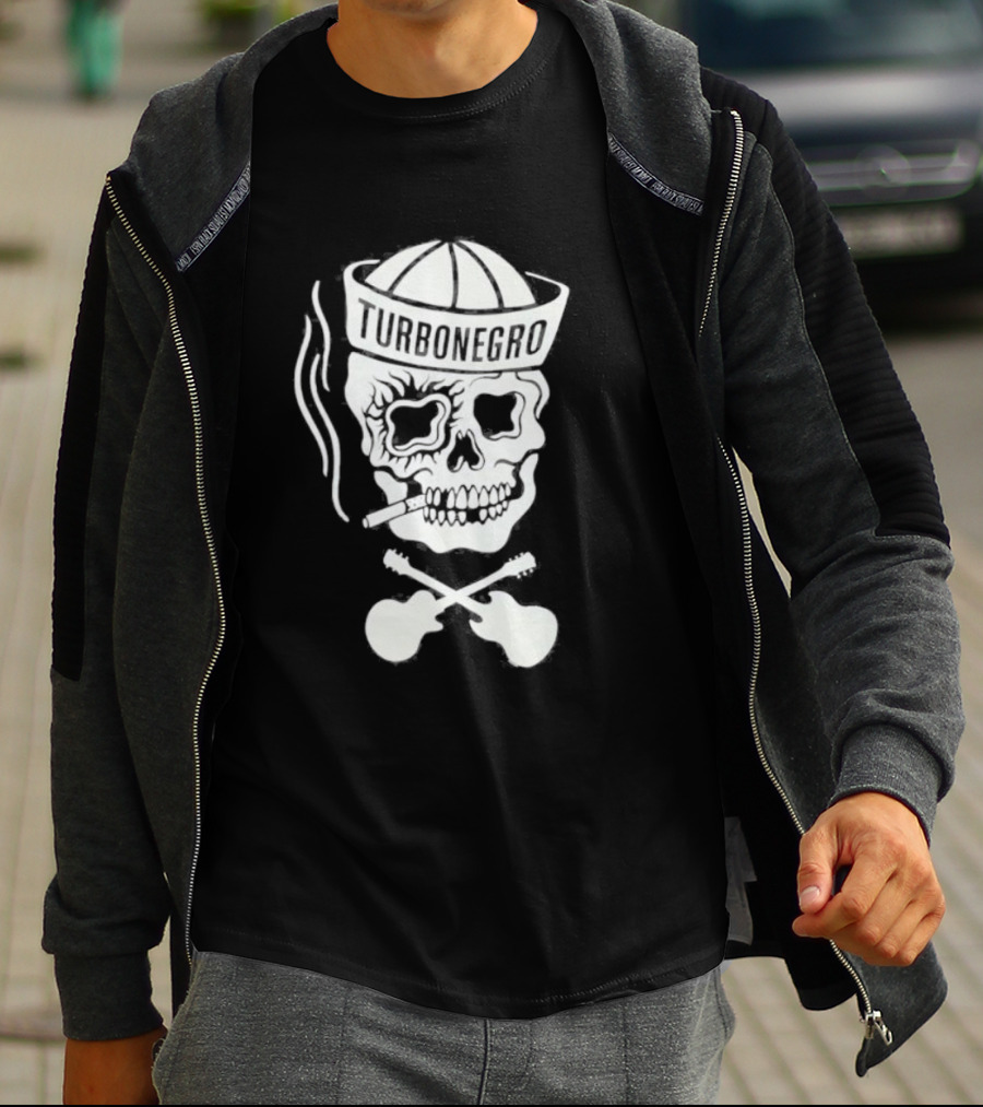 Turbonegro Sailor Skull Smoking With Crossed Guitars T-Shirt