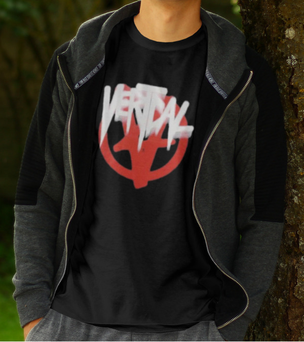Verticalgoods Kaos Vertical Symbol In Red And White T-Shirt