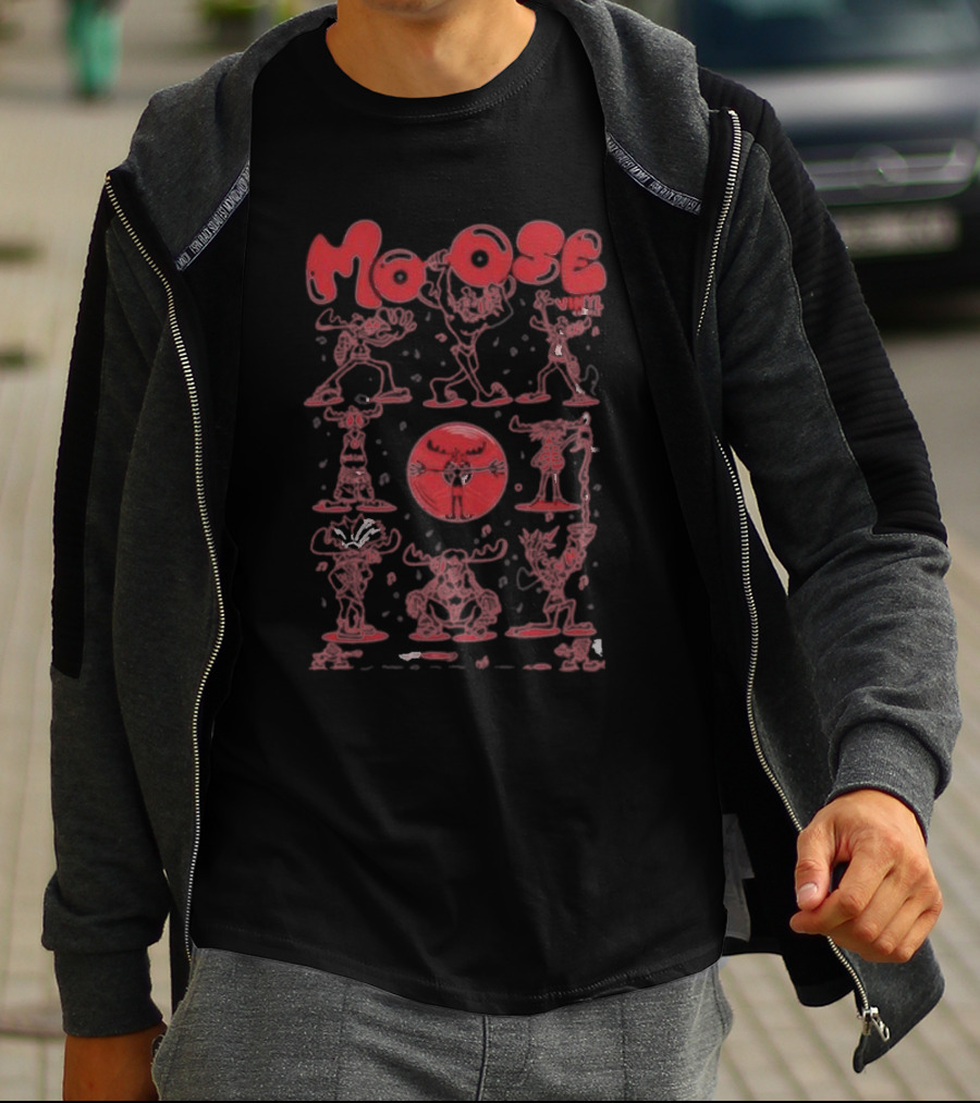 Moose Many Montys Red Characters And Circle T-Shirt