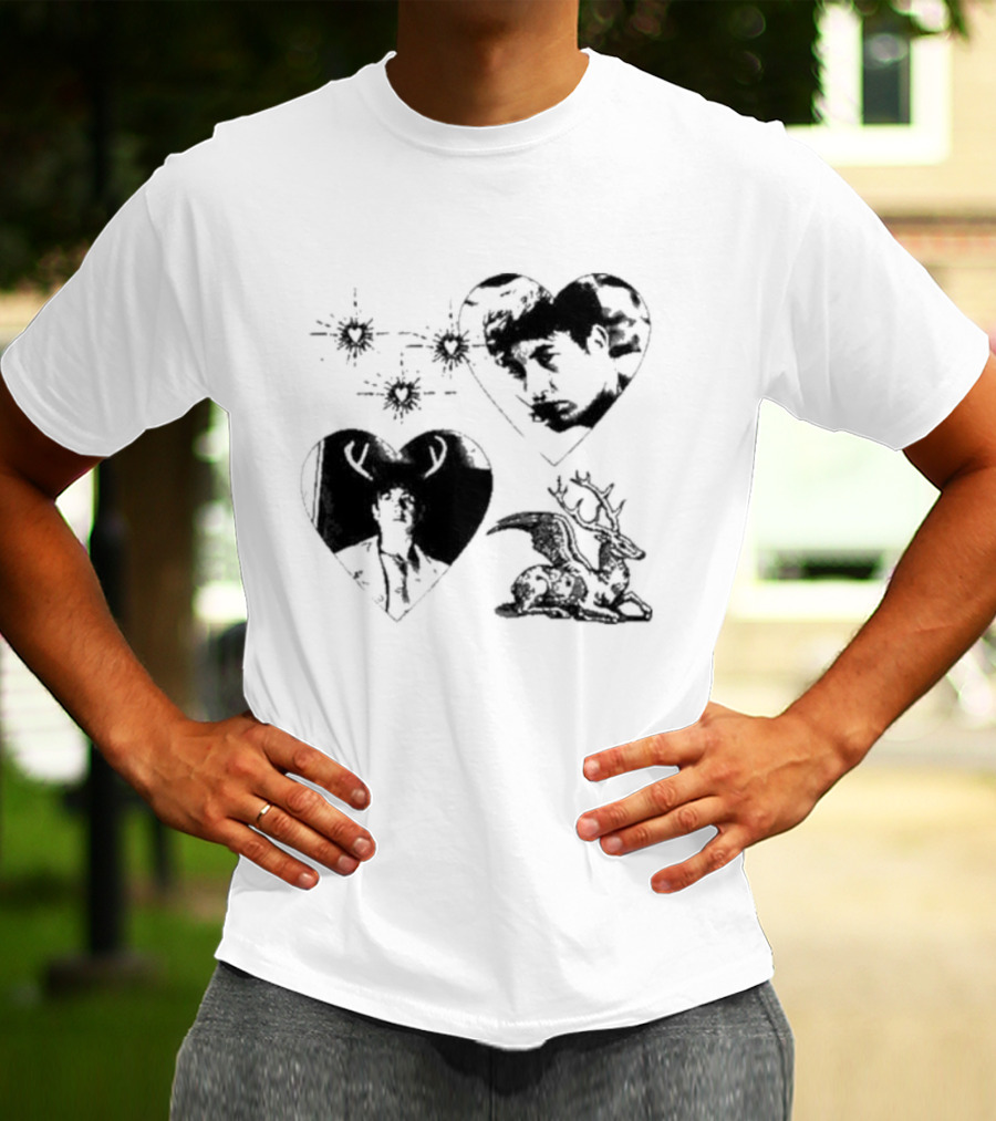 Mustardyardpress Store Oliver Hearts Deer And Faces T-Shirt
