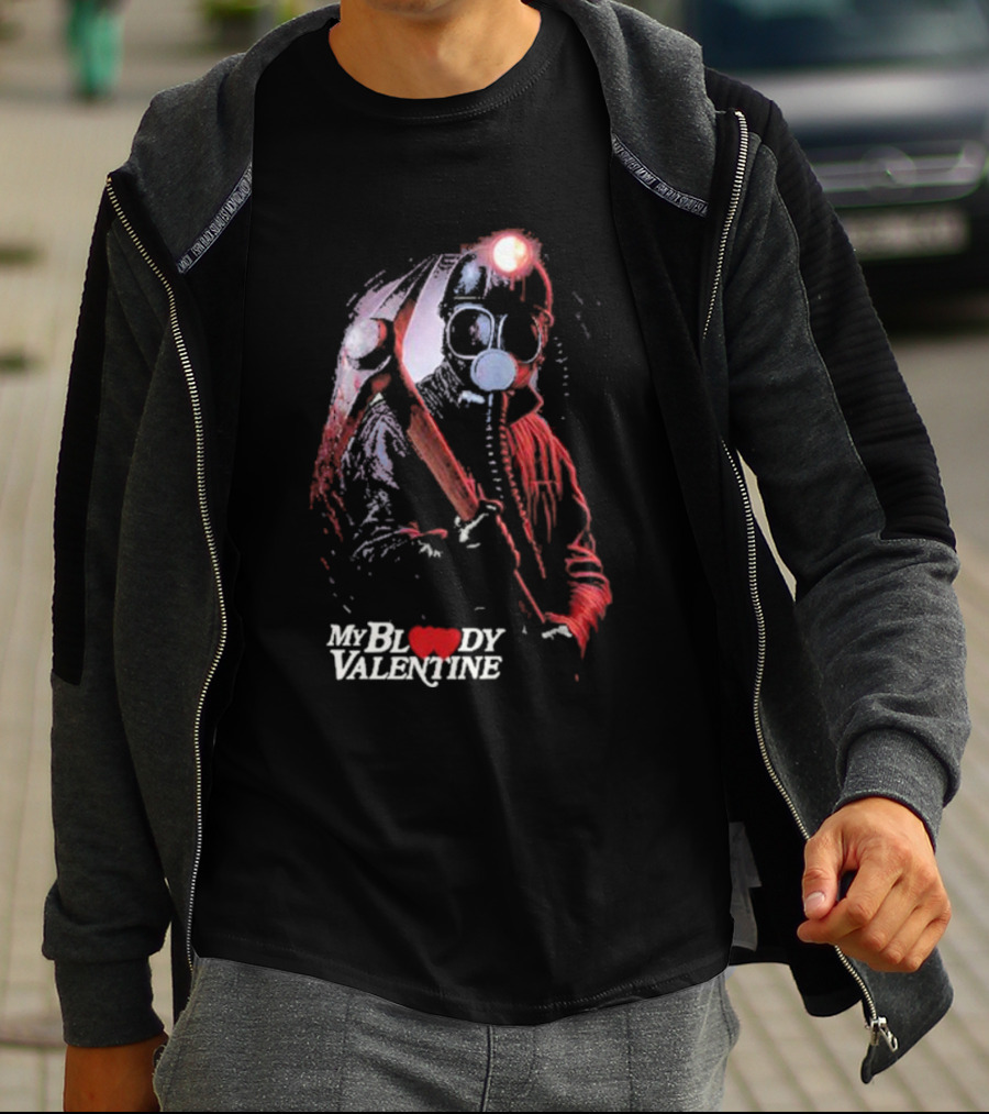 My Bloody Valentine Horror Gas Mask Miner Pickaxe T-Shirt