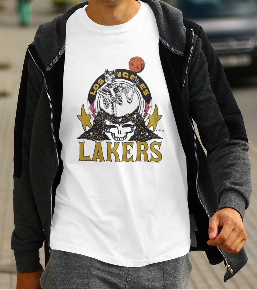 Los Angeles Lakers Grateful Dead Basketball Skull T-Shirt