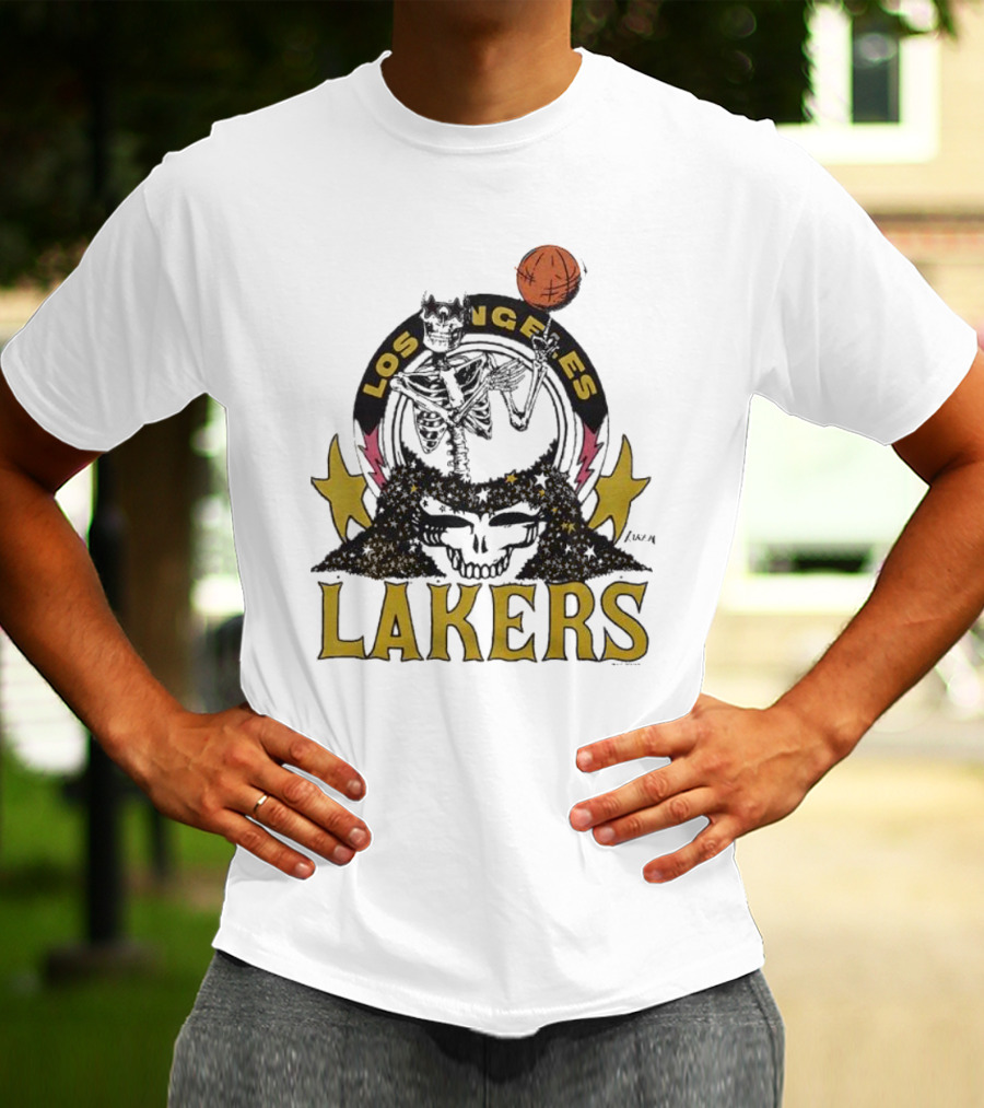 Los Angeles Lakers Grateful Dead Basketball Skull T-Shirt