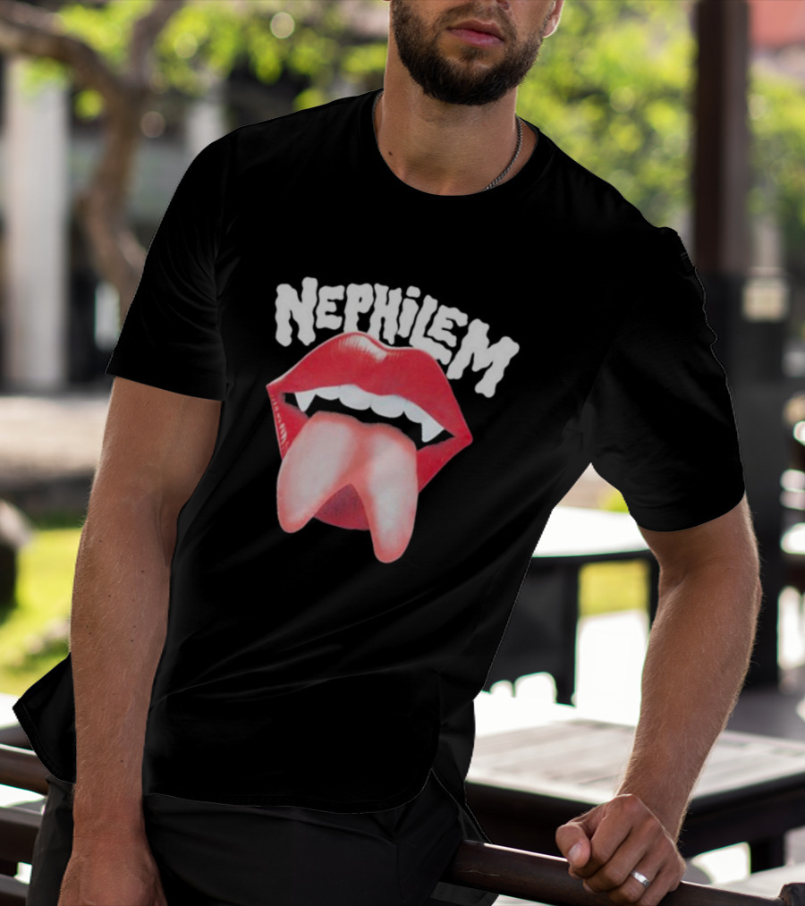 Nephilem Vampire Lips With Fangs And Extended Tongue T-Shirt