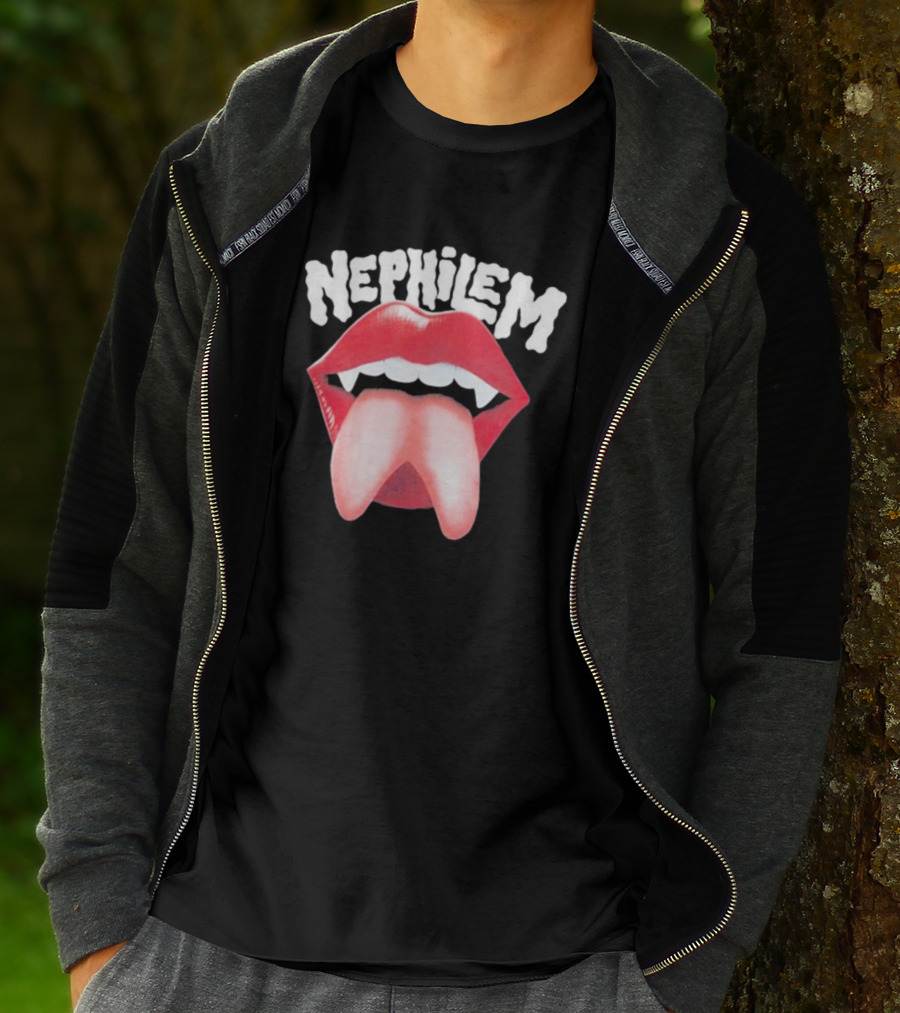 Nephilem Vampire Lips With Fangs And Extended Tongue T-Shirt