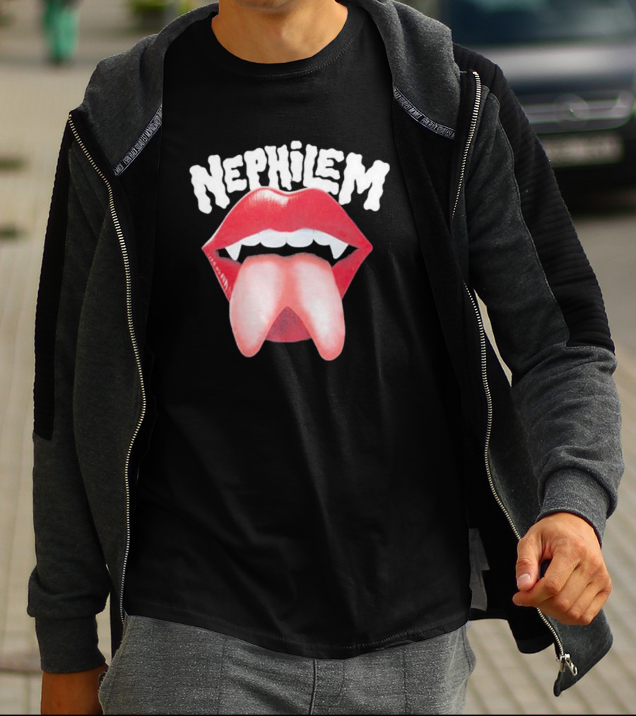 Nephilem Vampire Lips With Fangs And Extended Tongue T-Shirt