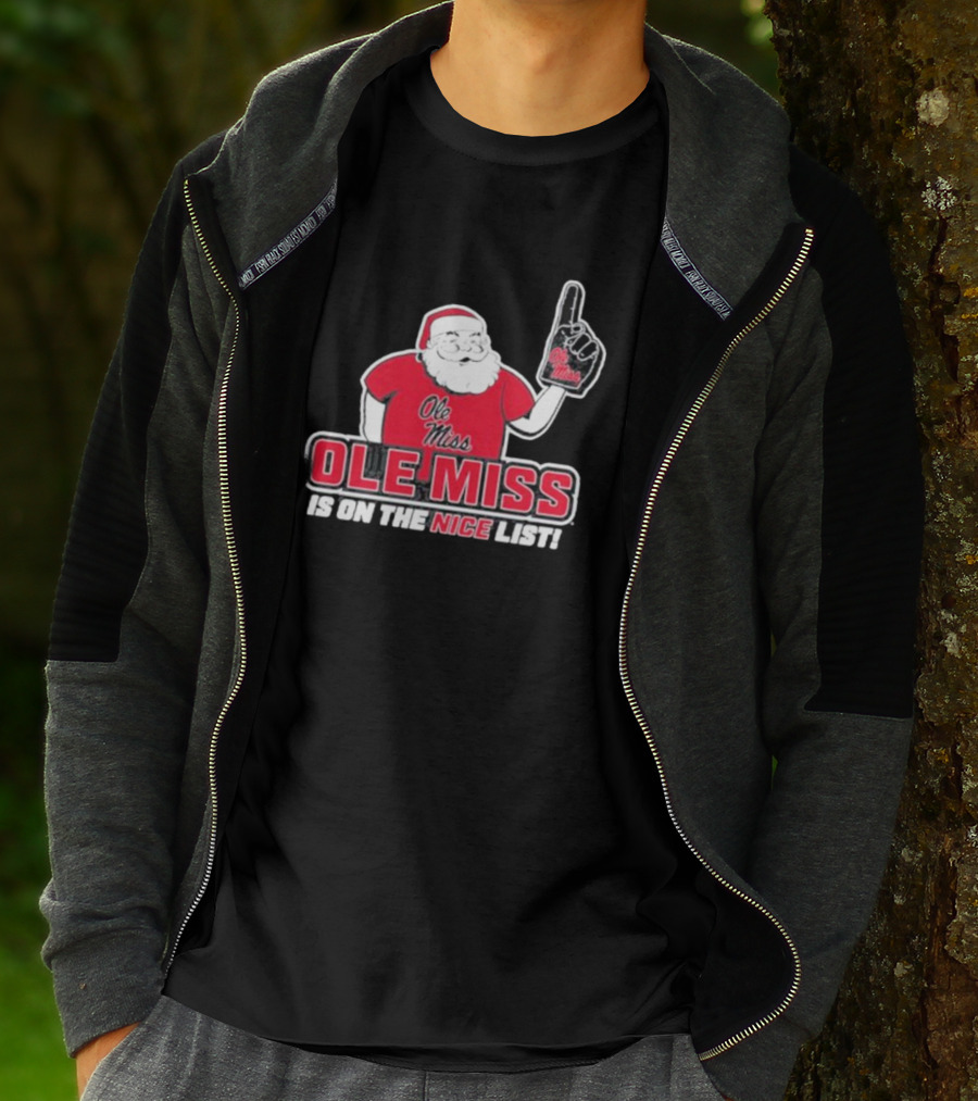 Ole Miss Santa On The Nice List Festive Sports Fan T-Shirt
