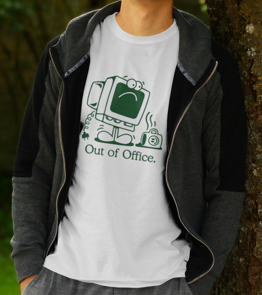 Out Of Office Sad Computer Icon With Coffee Cup T-Shirt