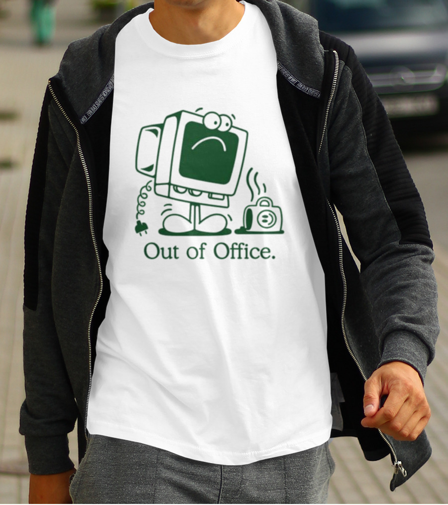 Out Of Office Sad Computer Icon With Coffee Cup T-Shirt