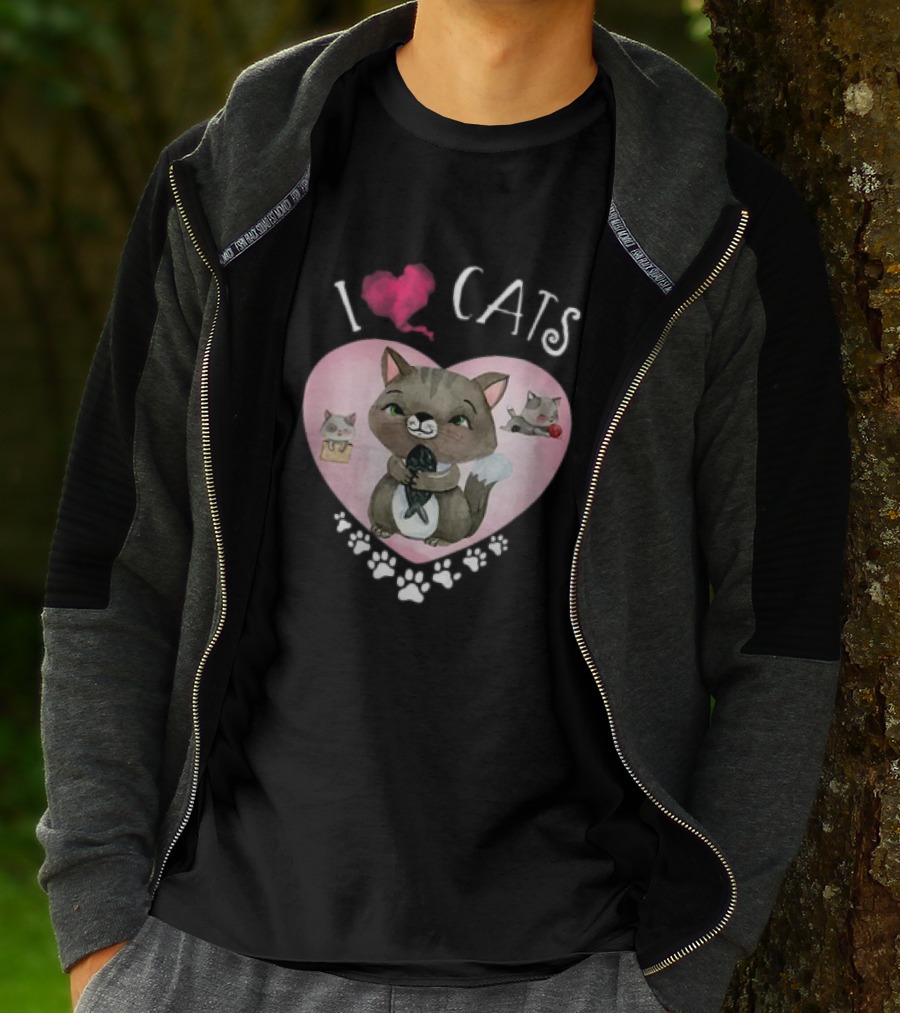 I Love Cats Heart And Paw Prints 365 Womens Cats I Love My Cats T-Shirt