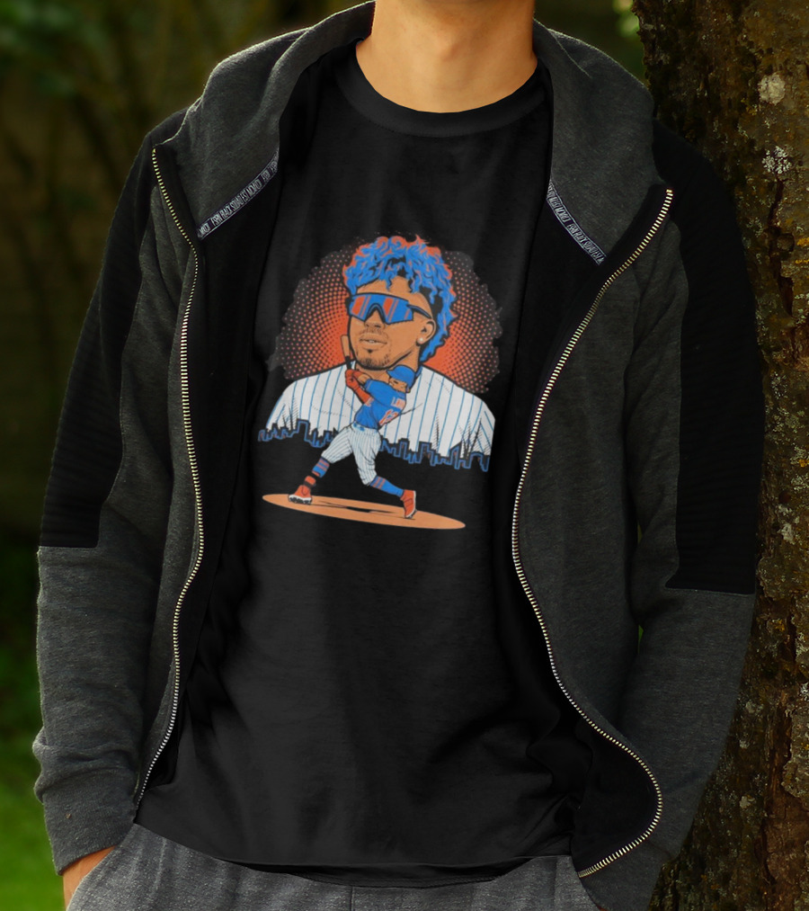 Francisco Lindor Baseball Player Skyline Batting Pose T-Shirt