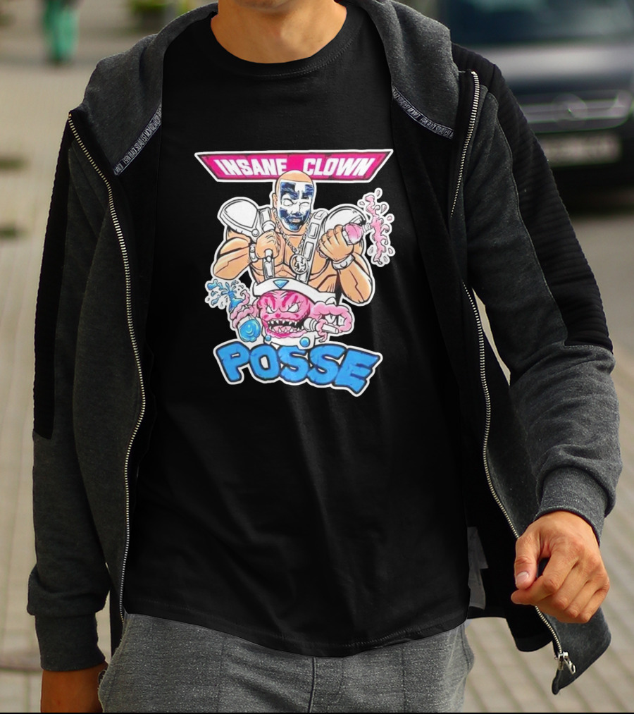 Insane Clown Posse Warrior With Pink Monster And Chainsaw T-Shirt